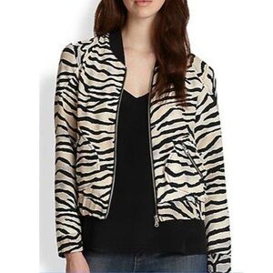 Rebecca Taylor zebra print silk bomber jacket Size 4